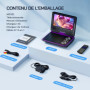 WOLFANG Lecteur DVD Portable 9,5" pour Enfants avec Écran HD Pivotant