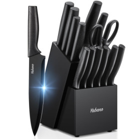 Coffret de Couteaux de Cuisine Yabano 14 Pièces avec Aiguiseur Intégré