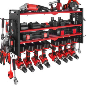 Organiseur mural VEVOR pour outils électriques - Rangement à 4 niveaux avec supports