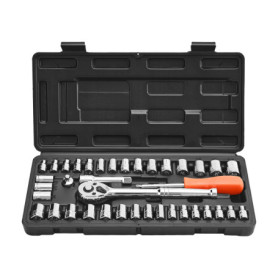 VEVOR Kit de Douilles SAE et Métriques 39 Pièces avec Clé à Cliquet et Étui de Rangement