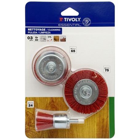 Lot de 3 Brosses Décapage Léger pour Bois, Métal et PVC - Tivoly