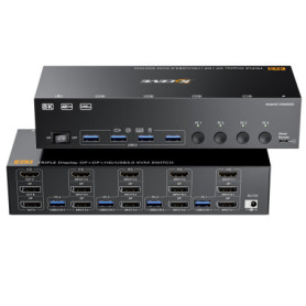 Commutateur KVM 3 Moniteurs pour 4 PC avec HDMI et USB 3.0 - 4K @ 60 Hz