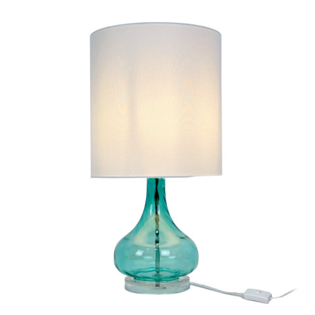 Lampe de Table Relaxdays en Verre et Lin - Éclairage Doux Blanc/Bleu