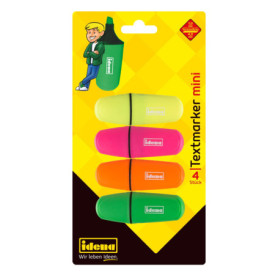 Surligneurs Mini Idena - Set de 4 Couleurs Vives pour Écriture et Marquage