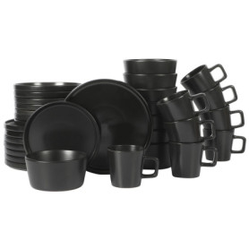 Service de table Gibson Soho Lounge Bowery 32 pièces en grès noir mat pour 8 personnes
