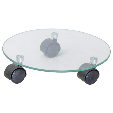 Chariot Roulant en Verre Transparent pour Pots de Fleurs - Ø 28 cm