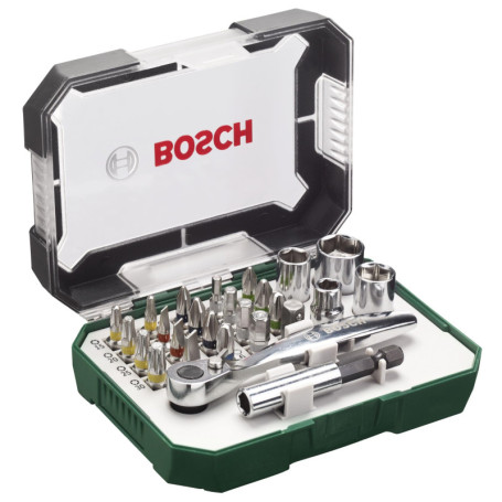 Jeu de 26 Embouts de Tournevis Bosch avec Cliquet et Rangement Pratique