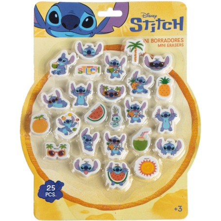 Lot de 25 gommes décoratives Stitch pour cadeaux scolaires et utilisation quotidienne