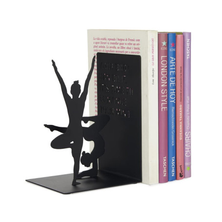Serre-Livres Yoga Noir en Métal - Rangement Original pour Bibliothèque