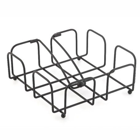 Porte-serviettes de table en métal noir élégant - 19x19x7 cm