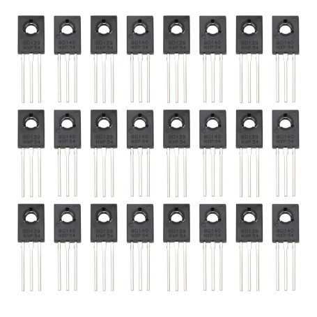 Lot de 40 Transistors BD139 et BD140 - NPN PNP 1,5 A 80 V