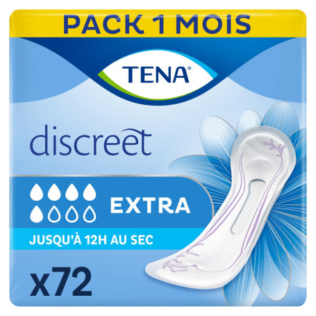 TENA Discreet Extra - Serviettes Absorbantes pour Incontinence Féminine - 72 Serviettes