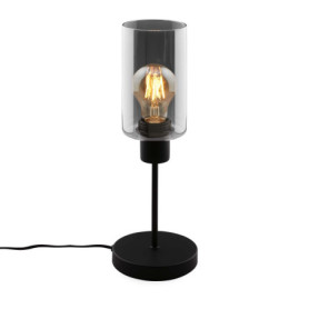 Lampe de Chevet Noire en Verre Fumé avec Interrupteur à Fil