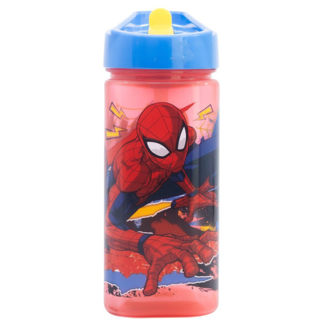Bouteille d'eau réutilisable Spiderman avec paille intégrée - 510 ml