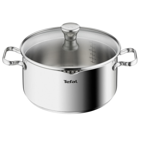 Faitout Tefal Duetto 24 cm en Acier Inoxydable avec Couvercle Filtrant