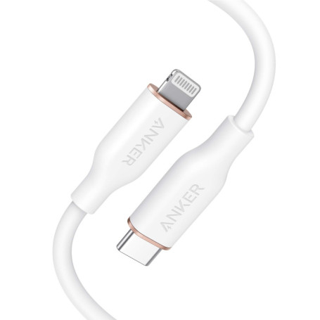 Câble Anker PowerLine III Flow USB-C vers Lightning - 90 cm, Certifié MFi, Blanc Neige