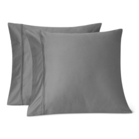 Taie d'Oreiller Carré Deluxe en Coton Satin 400 Fils - Gris Foncé