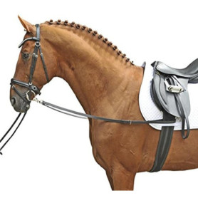 Rênes Fixes Noires pour Chevaux Pur-Sang - HKM