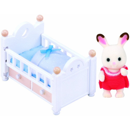 Ensemble Bébé Lapin Chocolat avec Lit - Sylvanian Families