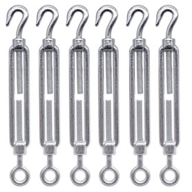 Lot de 6 tendeurs de câble M8 réglables avec crochet et œillet
