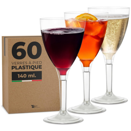Lot de 60 Verres à Vin et Champagne Réutilisables - TUNDRA ICE