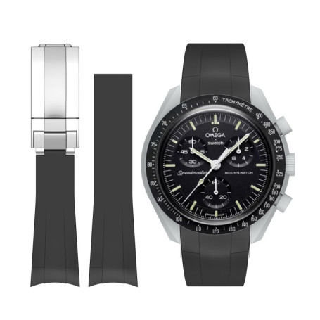 Bracelet de rechange en silicone noir pour montre Omega x Swatch MoonSwatch