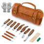 Kit de Sculpture sur Bois Fynokst 15 en 1 avec Outils et Sac en Cuir