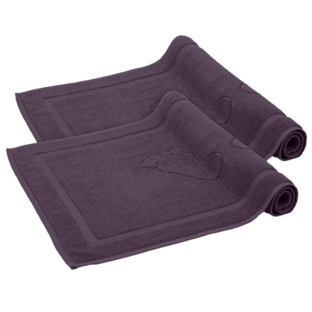 Lot de 2 Tapis de Bain en Coton Violet - Absorbants et Lavables