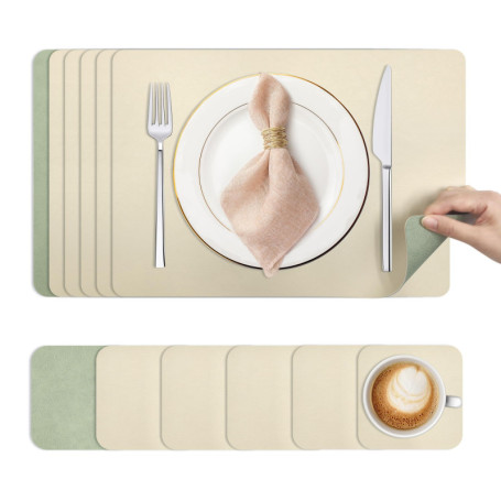 Set de Table Lavable Antidérapant KitchenBoss - Lot de 6 en PVC