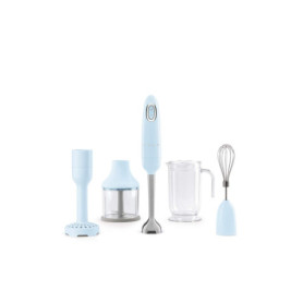 Mixeur à main Smeg HBF02PBEU en pastel bleu avec accessoires