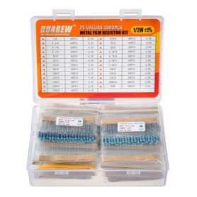 Kit de Résistances Métalliques HUAREW - 1000 Pièces, 25 Valeurs de 1 Ohm à 1M Ohm