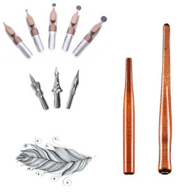 MiaLover Lot de 10 Stylos Porte-Plume en Bois Rouge pour Débutants