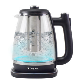 Bouilloire Électrique en Verre Beper 1,8 L avec Filtre et Base Rotative