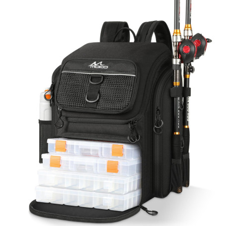 Sac à Dos de Pêche MoKo 40L avec Porte-Cannes et Rangement Pratique
