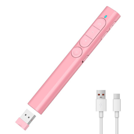 Télécommande de Présentation Sans Fil elzle - Clicker PowerPoint Rechargeable Rose