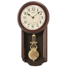 Horloge Murale Ronde en Bois Beige Seiko