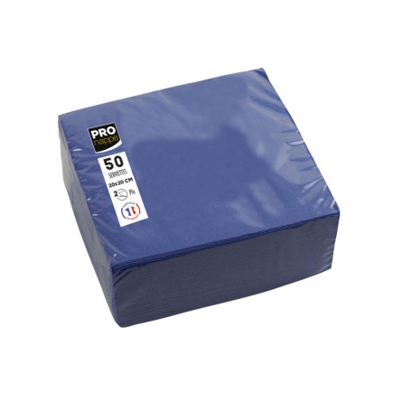 Serviettes Cocktail en Papier Micro-Gaufré - 50 Unités Bleu Marine