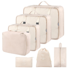 Lot de 7 Organiseurs de Bagage Étanches - Sacs à Vêtements, Chaussures et Rangement - Différentes Tailles de Cubes pour Voyages