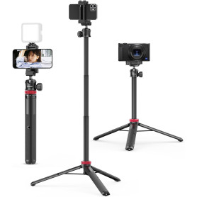 ULANZI MT-44 Perche à Selfie Bluetooth 147 cm, 2 en 1 Portable Trépied pour Smartphone Appareils Photo avec 360° Rotule, Support