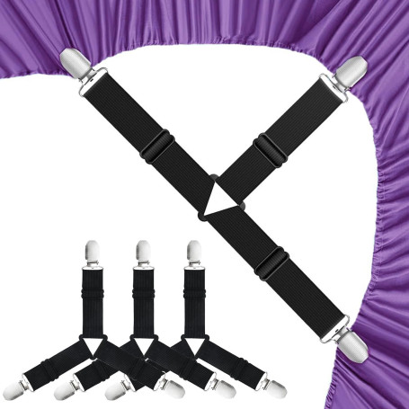 Teouuas 4 Pièces Tendeur Drap Housse, Élastiques Ajustables Sangle Drap Housse, Tendeurs de Maintien, pour Draps de Lit, Housses