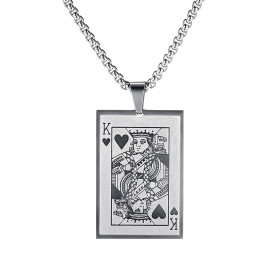 Liitata Pik Carte de Jeu Pendentif Collier Acier Inoxydable Cartes de Poker Pendentif Chaîne Rock Punk Hip Hop Colliers pour Hom