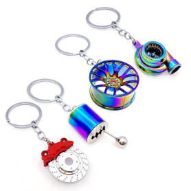 JZK 4x Modèles de pièces automobiles en métal porte-clés turbo de voiture turbocompresseur moyeu de roue levier de vitesse étrie