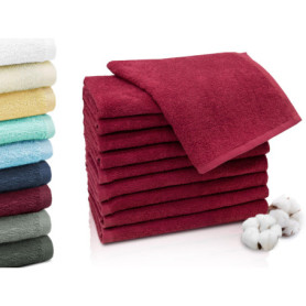 Set de 10 Serviettes Invitées en Coton Rouge Vin - Douces et Absorbantes