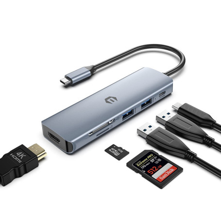 Hub USB C 6 en 1 avec HDMI 4K et Chargeur 100W - OBERSTER