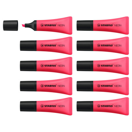 Lot de 10 Surligneurs Fluo STABILO NEON - Couleur Rose