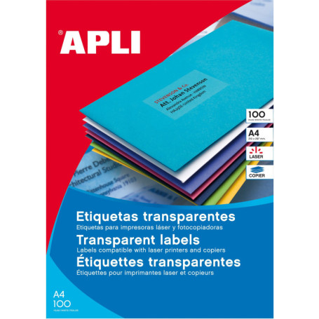 Étiquettes Transparentes Apli 99.1 x 38.1 mm - Pack de 100