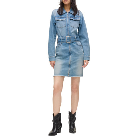 Robe en Jean Ceinturée Bleu Délavé - KARL LAGERFELD JEANS