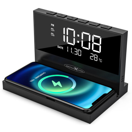 Reflexion ACW2188 Chargeur Sans Fil et Réveil Multifonction