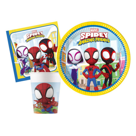 Kit Vaisselle de Fête Marvel Spider-Man pour 8 Personnes - 36 Pièces