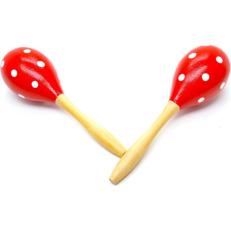 Maracas Espagnoles Rouge à Pois - Paire d'Agitateurs de Rumba